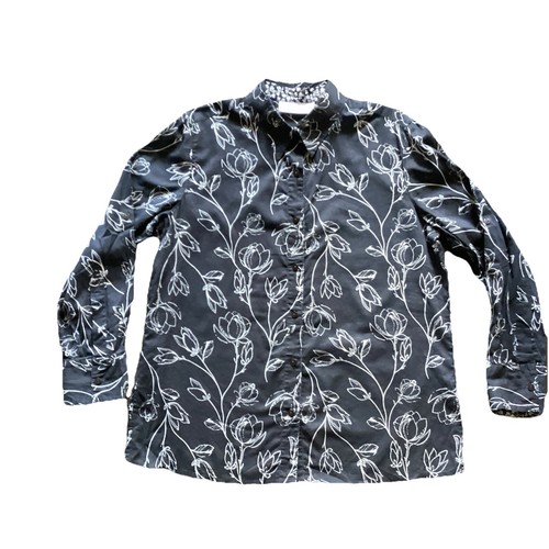 First Issue A Liz Claiborne Company Floral Black Long Sleeve ButtonUp LRG #52002 - Picture 5 of 11