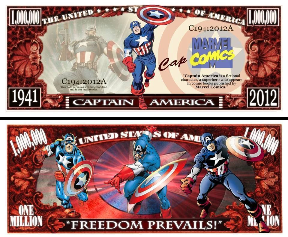 CAPTAIN AMERICA BILLET MILLION DOLLARS US! Collection Super Héros Marvel Comics