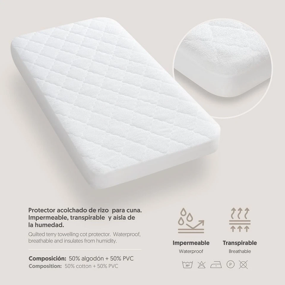 Interbaby 00801 - Gepolsterter Kinderbettbezug, Unisex Weiß (nur Bezug, Matratze - Bild 3 von 4