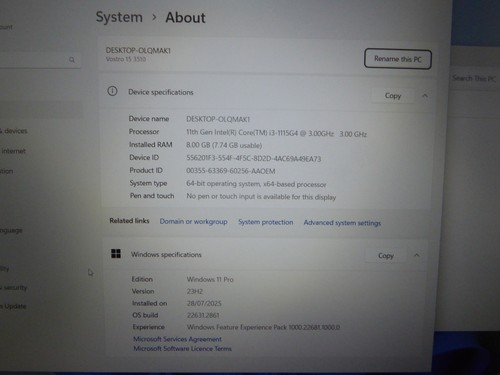 💻 Dell Vostro 15 3510 i3-1115G4⚡8GB RAM 240 SSD WINDOWS 11 LAPTOP FAST READY L6 - Afbeelding 9 van 14