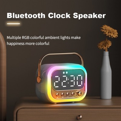 Portable Dual Alarm Clocks FM Radios MMC MP3 Player Bluetooth Speaker Night Lamp