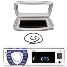Pyle PLCDBT65 Single-DIN Marine Bluetooth CD Receiver W/White Cover, 22" Antenna