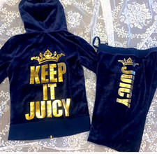 Y2K VINTAGE Juicy Couture KEEP IT JUICY Blue Velour Plush tracksuit set JACKET