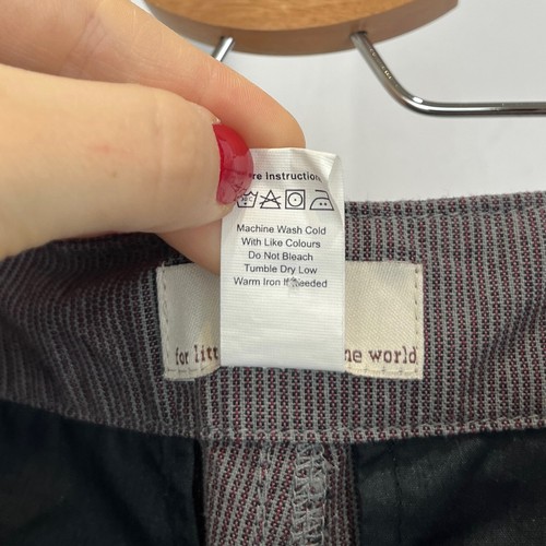TEA COLLECTION Striped Cargo Pants Wide Leg Woven Cotton Gray Red Size 8 - Picture 9 of 11