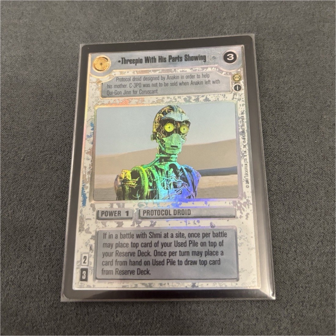 Decipher Star Wars CCG foil 2001 lotto 2 carte C-3PO & Qui-Gon Jinn