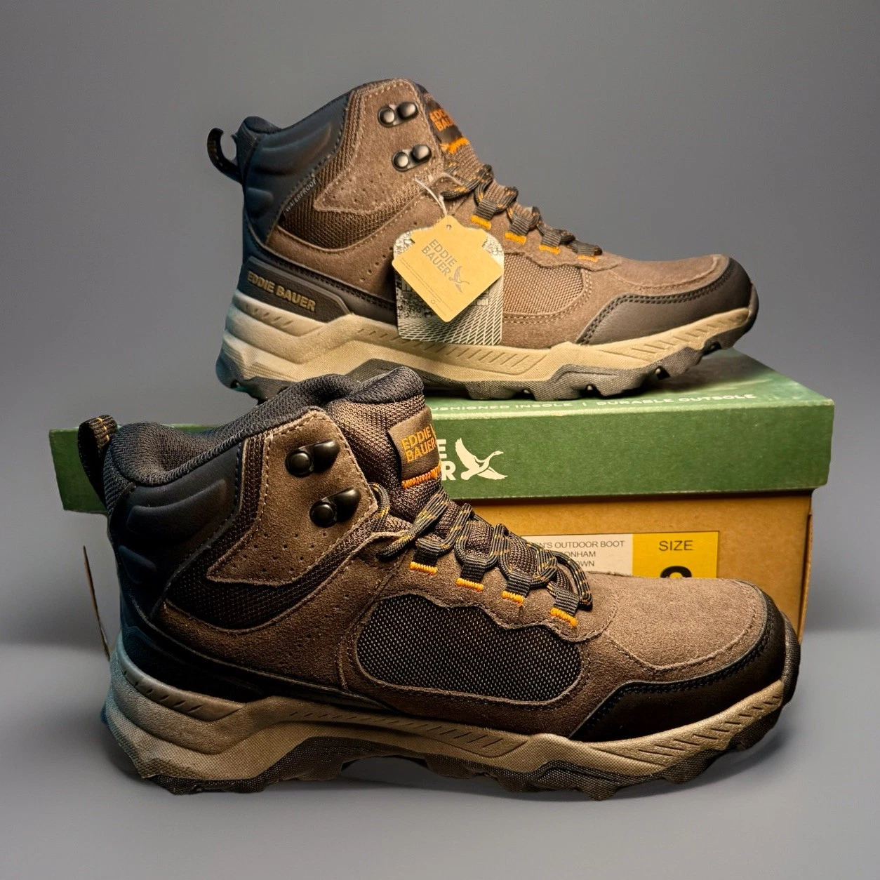 Eddie Bauer Bonham Men's 8 Brown Leather Waterproof Outdoor Hiking Boots
