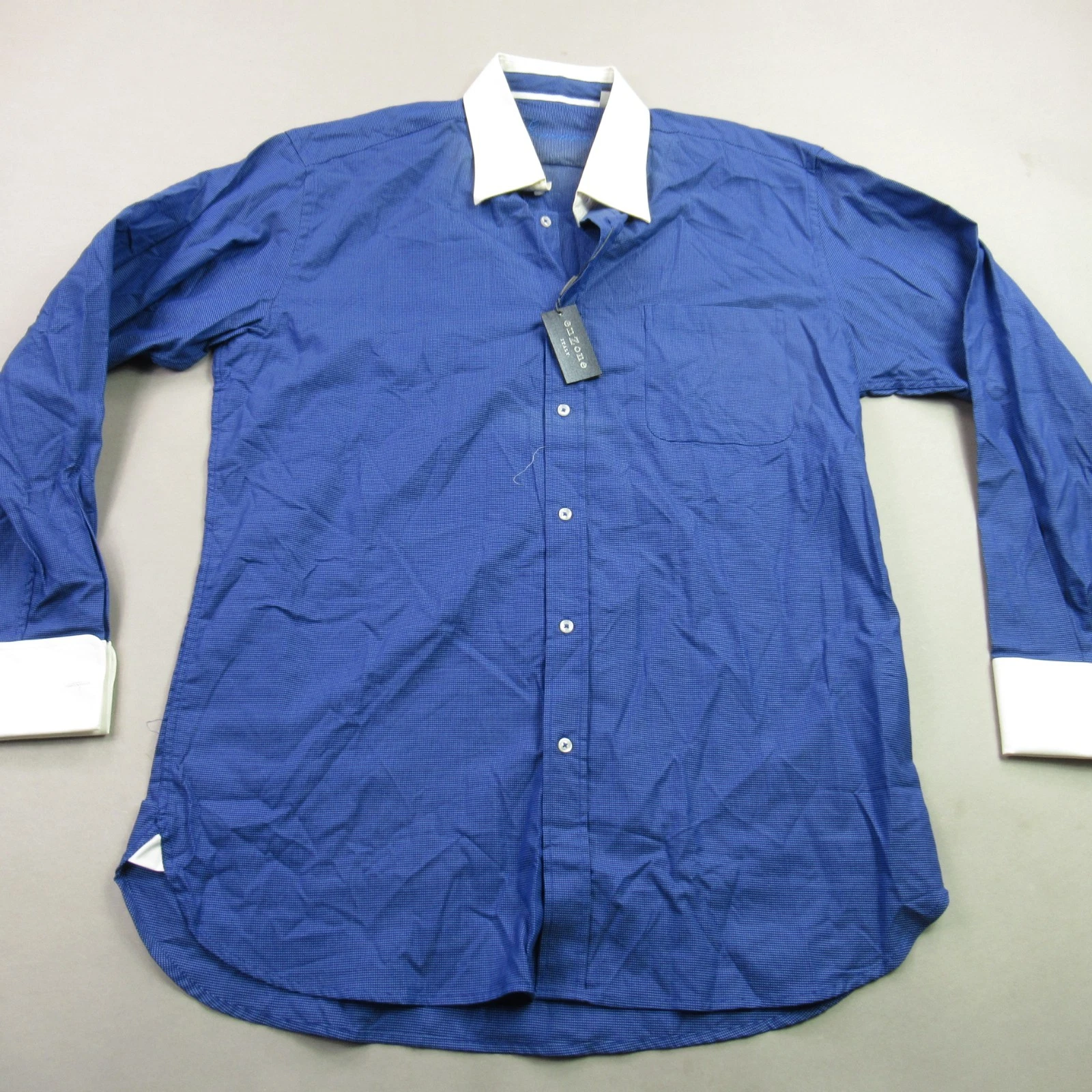 Enzone Shirt Mens 16.5 Long Sleeve Button Front Pocket Outdoors Blue