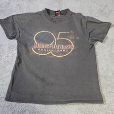 Harley-Davidson Mens L T-Shirt Faded Black 95th Anniversary 1998 USA Made Hanes