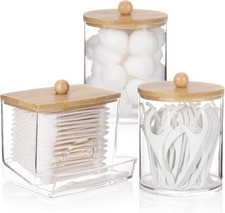 Qtips Dispenser Bathroom Container, 10/12 Oz Cotton Ball Holder, Apothecary Jar