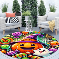140cm 140cmFlannel round living room Mat, one centimeter thick, cute pumpkin wiz