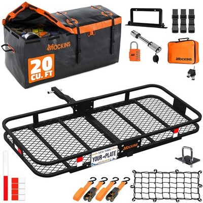 Mockins 60''x20''x6'' Rear Hitch Cargo Carrier Set | Folding Hitch Rack
