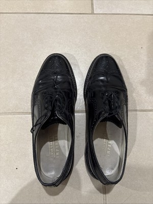 Vintage FLORSHEIM IMPERIAL Kenmoor 9 3E Black Longwing Brogue SHOES 92604 USA