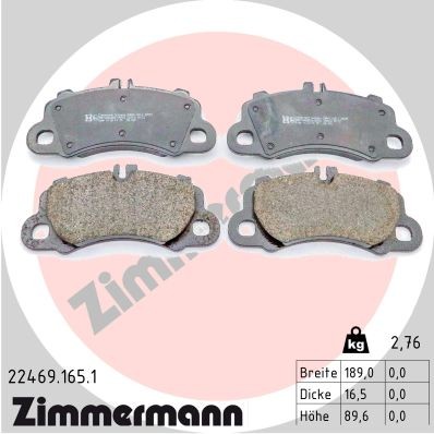 Vorderachse Zimmermann 22469.165.1 Bremsbelagsatz, Scheibenbremse FüR Porsche-image