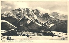 Ζakopane Giewont Mountain w zimie in Winter Poland RPPC Real Photo Postcard