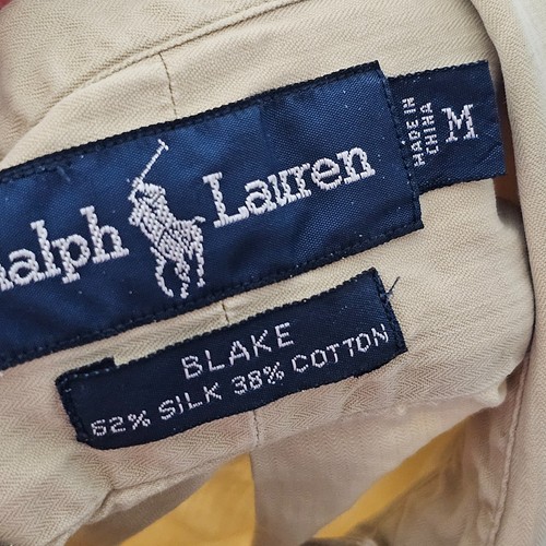 Camisa Polo Ralph Lauren Para Hombre Mediana M Beige Mezcla Seda Manga Larga Blake Pony - Imagen 10 de 10