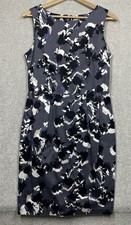 Kew 159 Pencil Dress Smart Work Women’s Size 12/ M Grey Floral Pockets Sleeveles