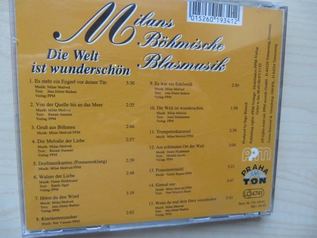 CD MILANS BÖHMISCHE BLASMUSIK - DIE WELT IST WUNDERSCHÖN - PPM RECORDS - Bild 2 von 2