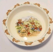 "Bunnykins"Royal Doulton Bunnies on a Seesaw 6 1/2 In. Bone China Child's Bowl