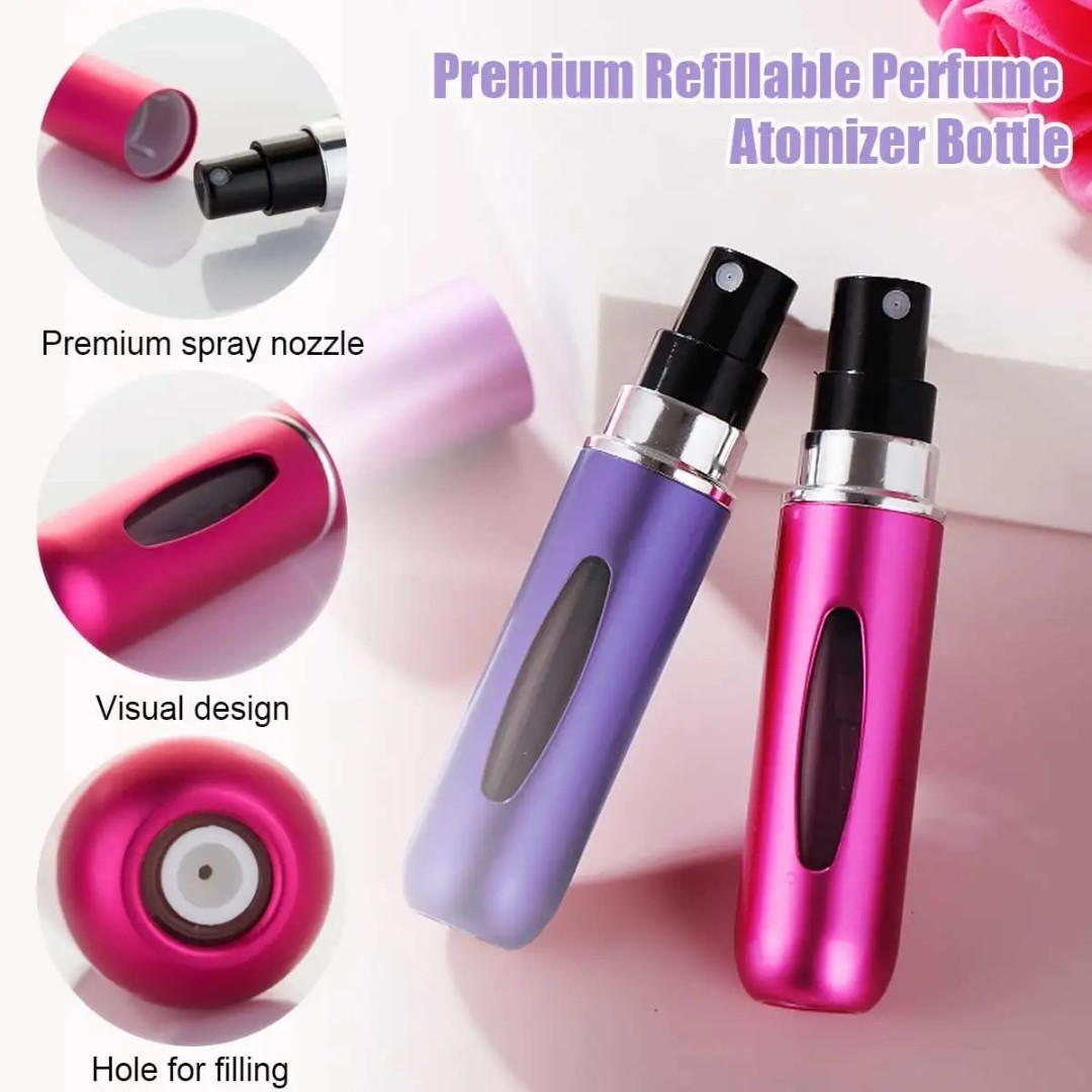 Refillable Reusable Perfume Atomizer Bottle 5ml Plastic Alum