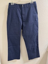 ZARA MAN Navy Blue Twill Cotton Casual Pants Regular Fit Button Zip Pockets