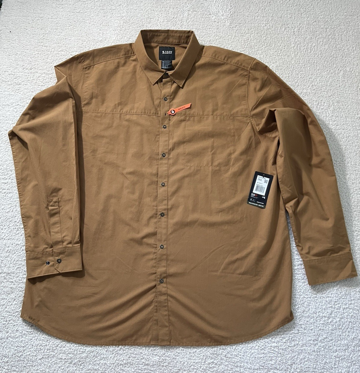 5.11 Tactical Men's Long Sleeve Snap Shirt 2XL Brown Duck NWT