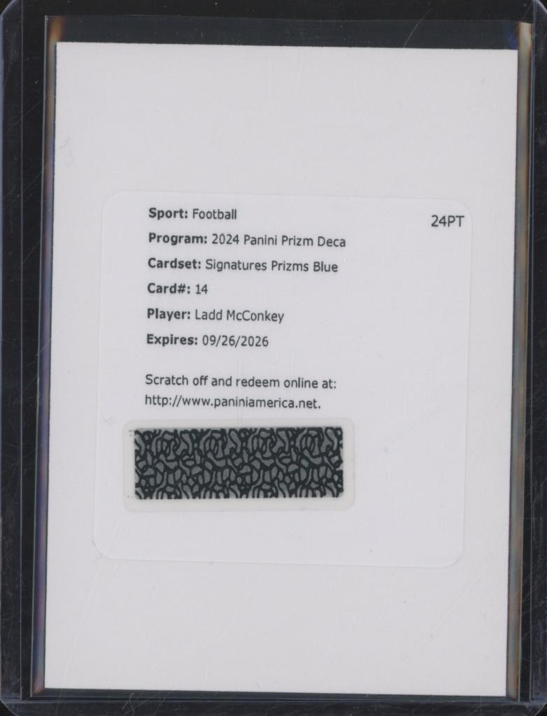 2024 Panini Prizm Deca LADD MCCONKEY #14 RC Rookie Auto Blue Parallel /49 JA787