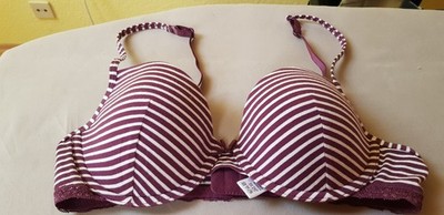 Gina Benotti BH gepolstert bügel lila weiß gestreift Gr 80B Baumwolle elastan