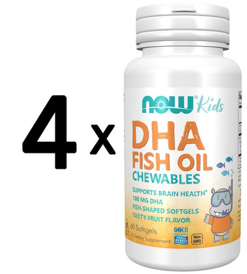 4 x NOW Foods DHA Kid's Chewable, 100mg - 60 softgels (305,28 EUR/kg)
