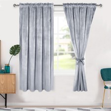Hiasan Velvet Curtains 63 inch Blackout Rod Pocket Thermal Insulated Soft Cur...