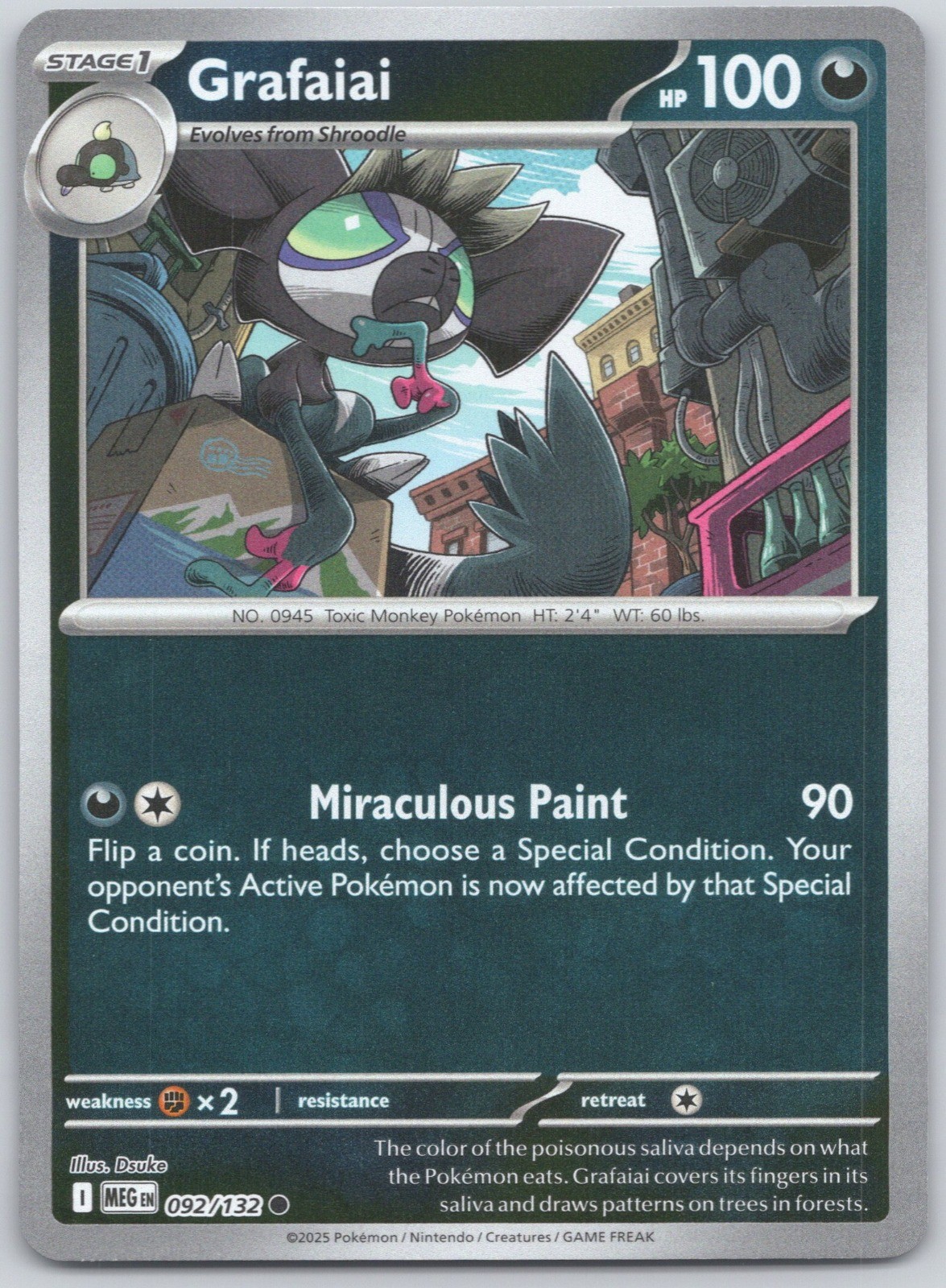 Grafaiai Reverse Holofoil Common ME01: Mega Evolution 092/132 NM