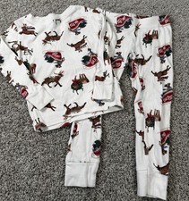 Old Navy Unisex Kids Christmas Pajamas Reindeer Sleigh Holiday XS 5