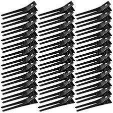 50Pcs Hairdressing Double Prong Curl Clips, 1.8" Curl Setting Black