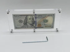 Acrylic Single Bank Note Frame Plastic Money Holder Currency Display Dollar Case
