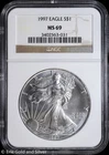 1997 $1 American Silver Eagle NGC MS 69 | Uncirculated UNC BU