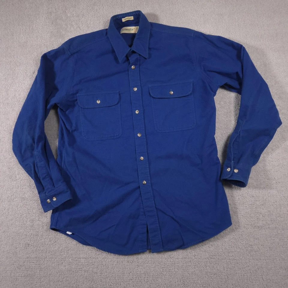 St Johns Bay Shirt Mens Large Tall Blue Chamois Cloth Flannel Button Down Casual - Image 2 of 4