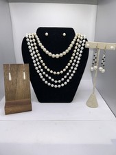 VTG 4 Classic Faux Pearls Necklace  Earrings Sets - Beaded Costume Jewelry
