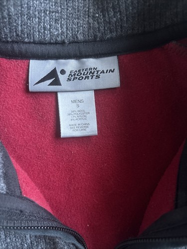 Eastern Mountain Sports Sweater/Jacket 1/4 Zip Grey Wool Fleece Lined Men’s S - Picture 3 of 9