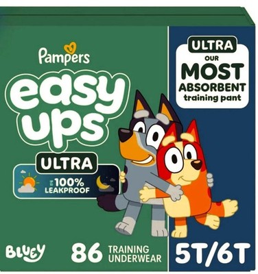 Pampers Easy Ups Ultra Training Pants Unisex, 5T-6T 86 Count Factory Sealed