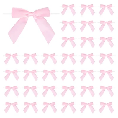 50Pcs Ruban Satin 3.5" Noeuds Twist pour Mariage Anniversaire Rose Clair - Photo 1/4