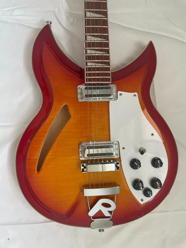 381 Electric Guitar With Flame Maple Top Semi-Hollow Body 2 Toaster Ric Pickup