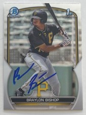 BRAYLON BISHOP SIGNED IP 2023 1ST BOWMAN CHROME PROSPECTS BCP-90 ROOKIE AUTO