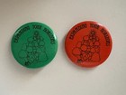 Expanding Your Horizons Two Pinbacks Vintage Red & Green — photo 1