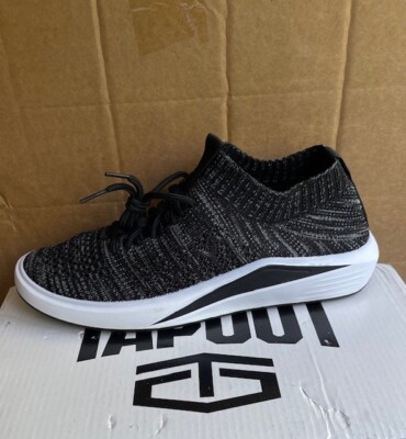 Tapout Mens Knitted Runners Lightweight, Slip On – Black (42