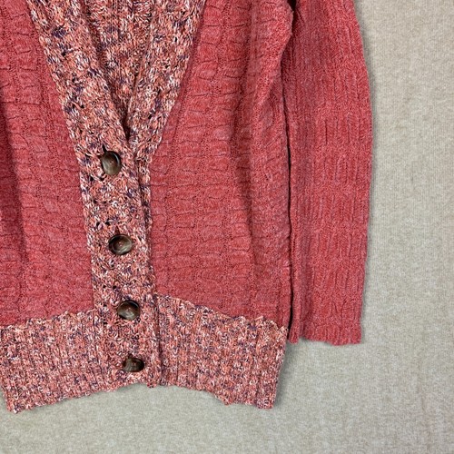 Free People Cardigan S Womens Pink Sweater Wool Alpaca Marled Chunky Knit Relax - Picture 3 of 11