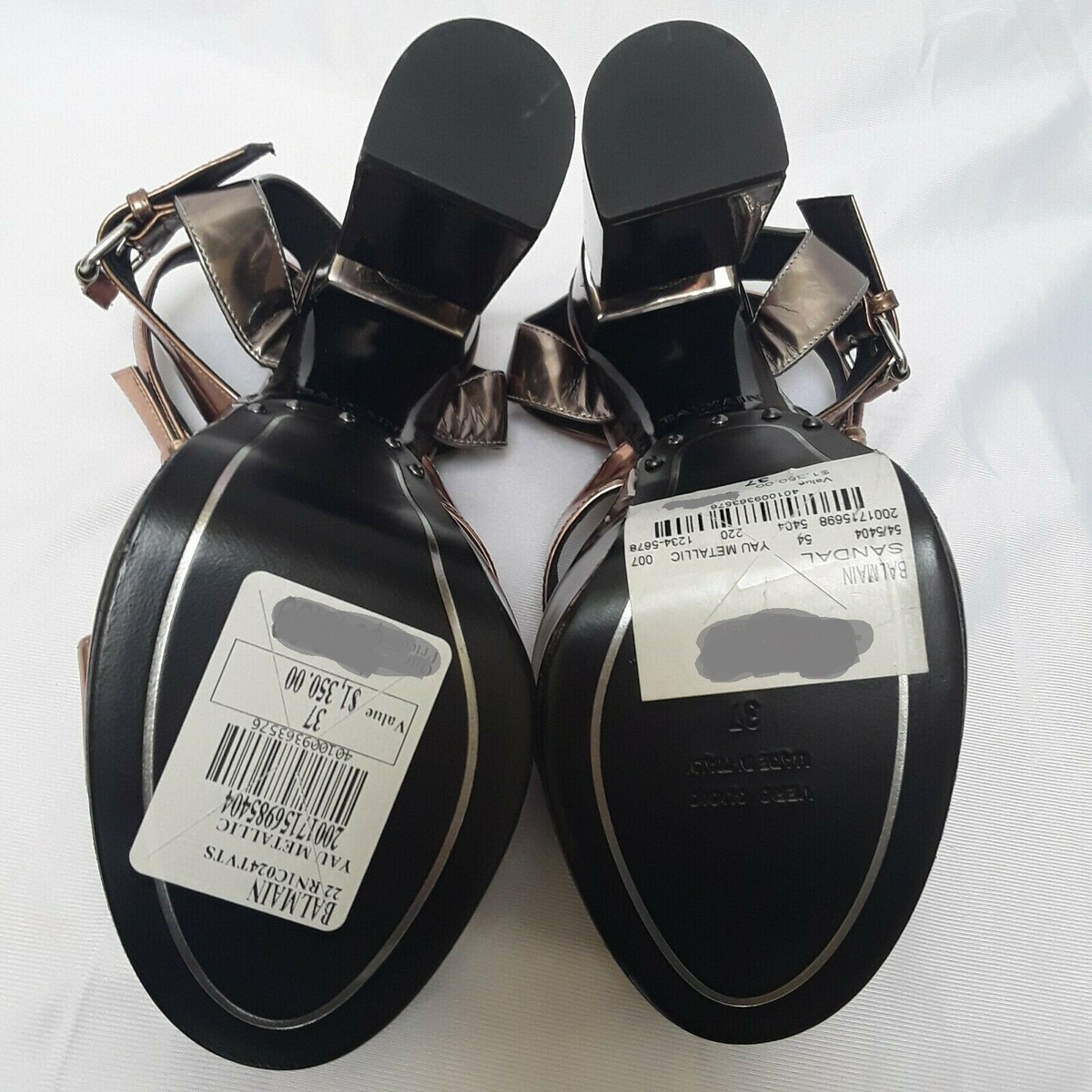 【関税＆送料込み】Balmain Safety Sandals Balmain 75MM Safety Pin-Accented Denim Sandals | Saks Fifth