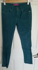 Vigoss Jeans Girls Size 10 Stretch Cozy Comfy Corduroy Teal Green Adjustable EUC