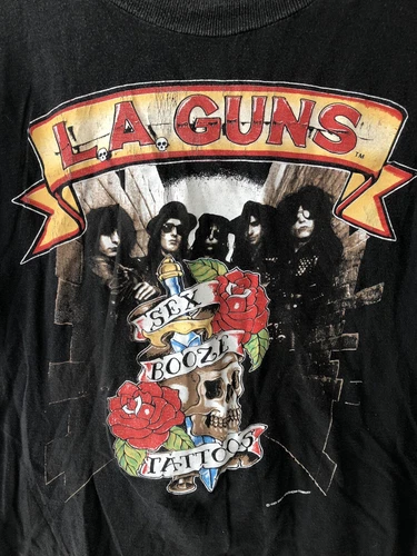 authentic -90 LA GUNS cock & loaded concert tour 1980s vintage concert t-shirt, vintage, single stitch, B+ condition