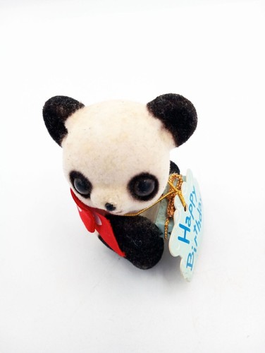 Panda Flocked Miniature Josef Originals Japan Vintage Birthday Sticker & Tag 2" - Bild 5 von 14