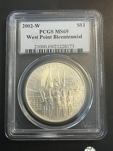 West Point Bicentennial MS69 2002-W PCGS $1 Silver Dollar 90% MS-69