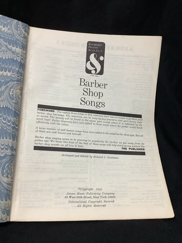 Vtg. 1948 Barber Shop Songs, Everybody's Favorite Series No. 67, Music Book - Picture 6 of 6